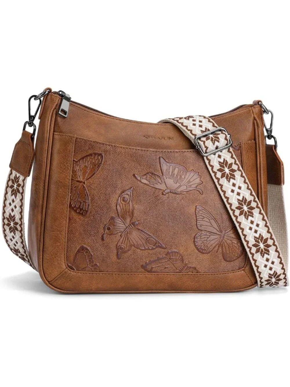 Trendy Vegan Leather Butterfly Crossbody Bag for Women - Medium Hobo Purse